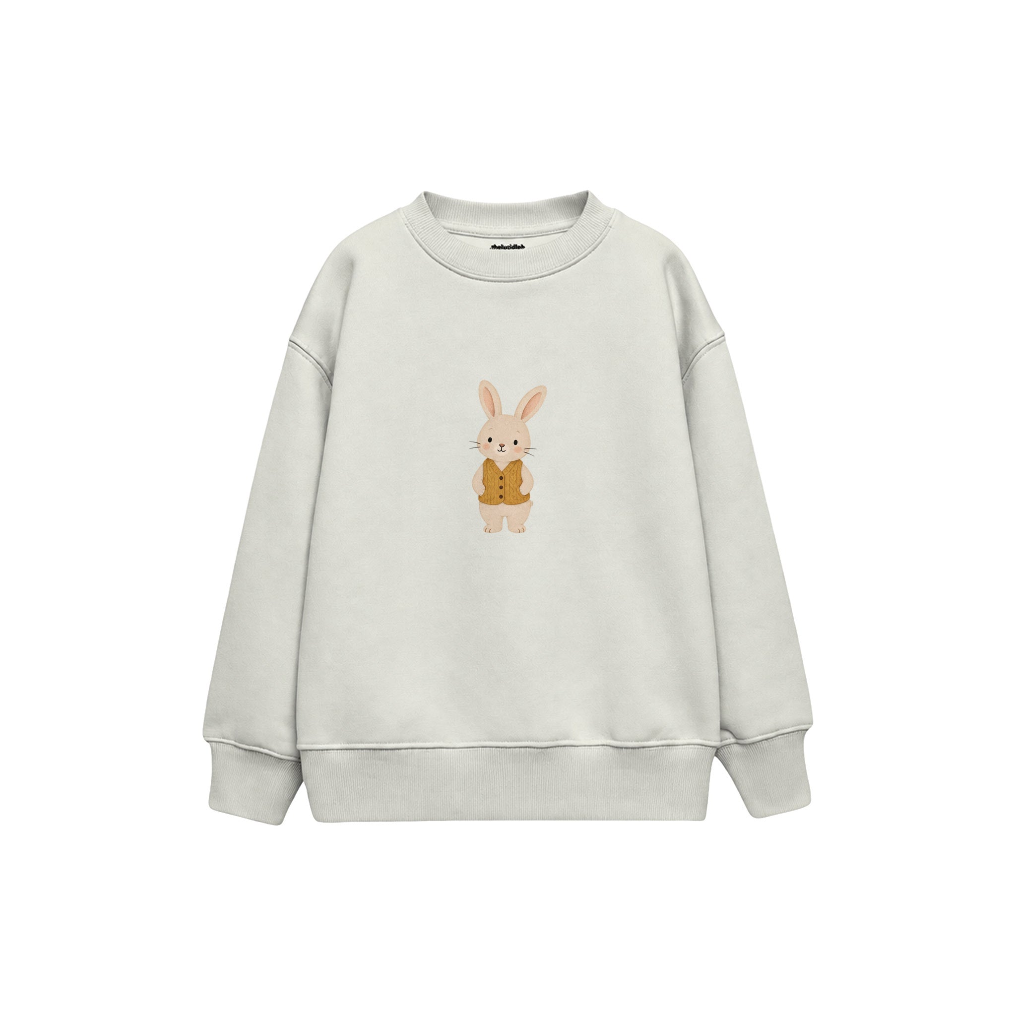 Rabbit in a mustard knitted vest Çocuk Sweatshirt — Beyaz — ön görünüm
