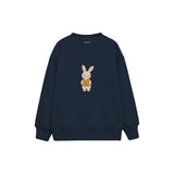 Rabbit in a mustard knitted vest Çocuk Sweatshirt — Lacivert — ön görünüm