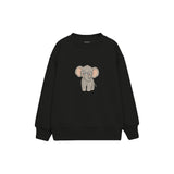 Elephant wearing soft round glasses Çocuk Sweatshirt — Siyah — ön görünüm