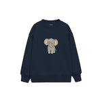 Elephant wearing soft round glasses Çocuk Sweatshirt — Lacivert — ön görünüm