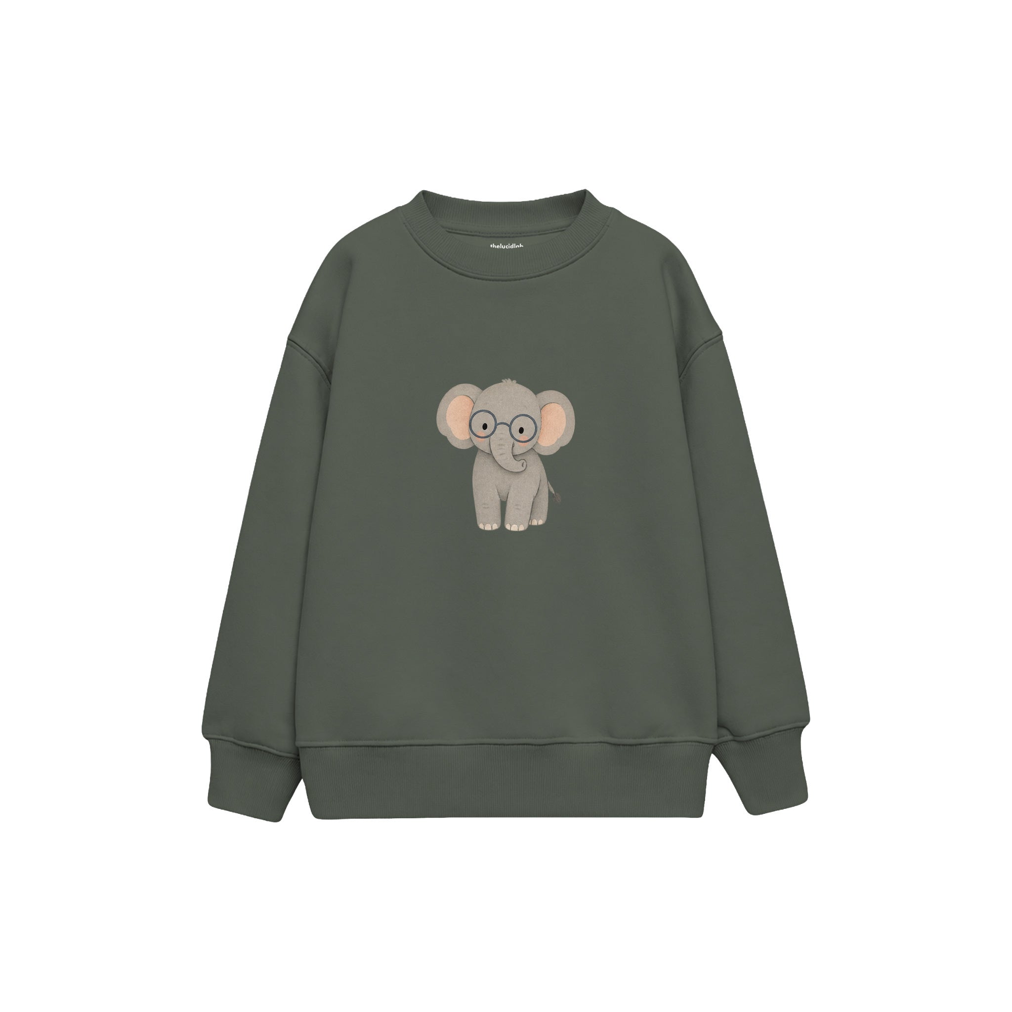Elephant wearing soft round glasses Çocuk Sweatshirt — Antrasit — ön görünüm