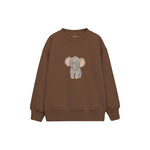 Elephant wearing soft round glasses Çocuk Sweatshirt — Kahverengi — ön görünüm