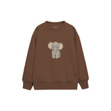 Elephant wearing soft round glasses Çocuk Sweatshirt — Kahverengi — ön görünüm