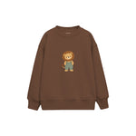 Lion in sage dungarees Çocuk Sweatshirt — Kahverengi — ön görünüm