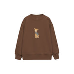 Giraffe in a blue scarf Çocuk Sweatshirt — Kahverengi — ön görünüm