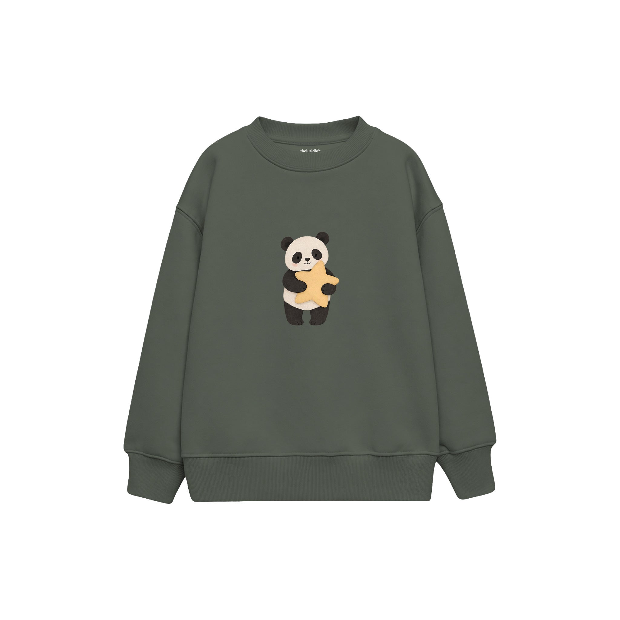Panda hugging a star pillow Çocuk Sweatshirt — Antrasit — ön görünüm