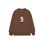 Panda hugging a star pillow Çocuk Sweatshirt — Kahverengi — ön görünüm