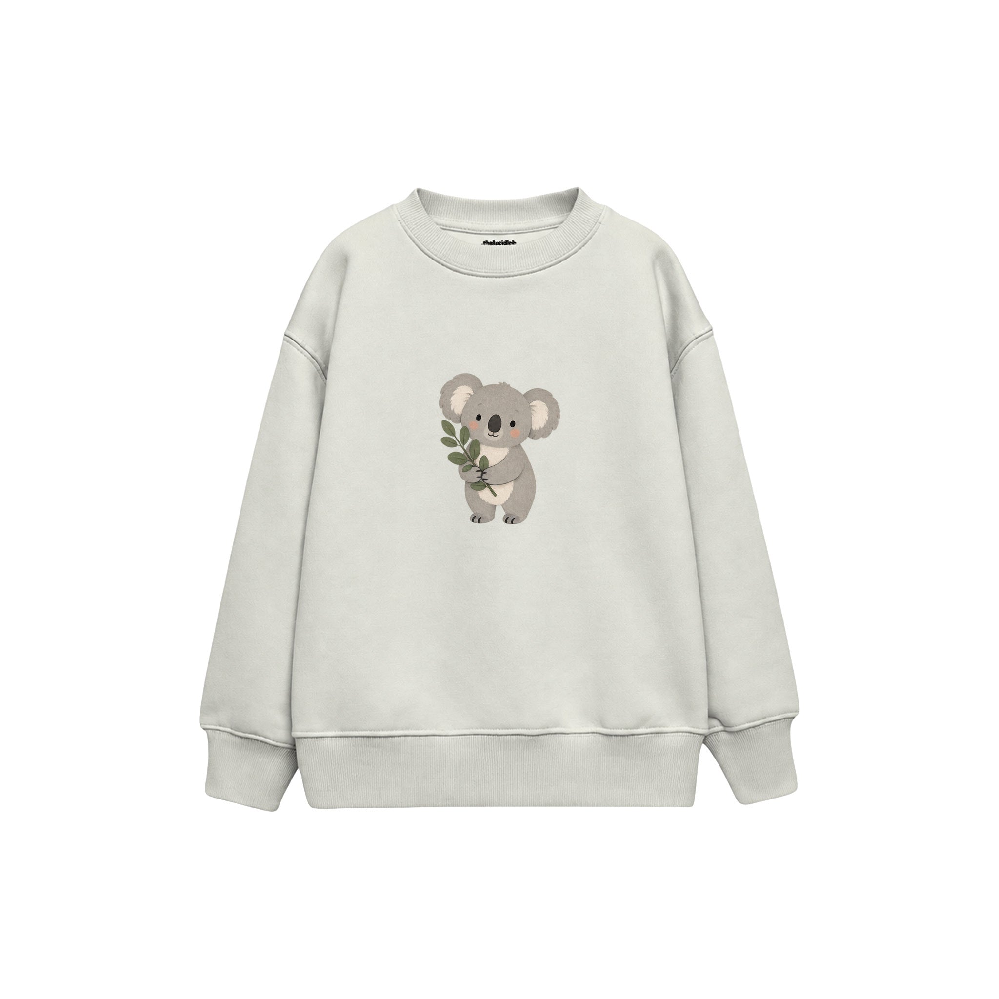 Koala holding a eucalyptus branch Çocuk Sweatshirt — Beyaz — ön görünüm
