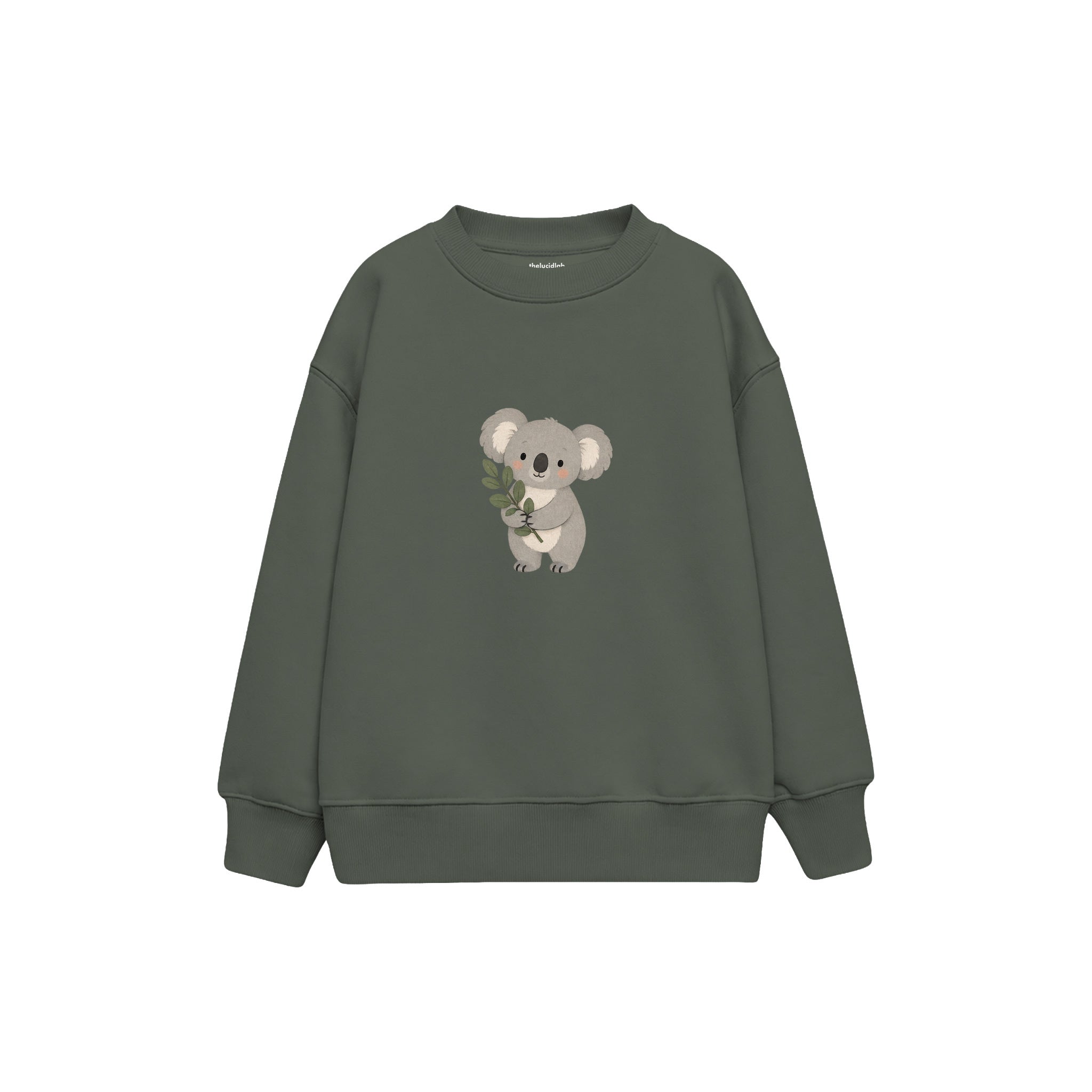 Koala holding a eucalyptus branch Çocuk Sweatshirt — Antrasit — ön görünüm