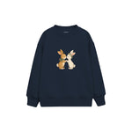 Two small rabbits touching noses Çocuk Sweatshirt — Lacivert — ön görünüm