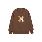 Two small rabbits touching noses Çocuk Sweatshirt — Kahverengi — ön görünüm