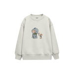 Elephant and mouse exchanging a flower Çocuk Sweatshirt — Beyaz — ön görünüm