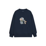 Elephant and mouse exchanging a flower Çocuk Sweatshirt — Lacivert — ön görünüm