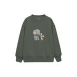 Elephant and mouse exchanging a flower Çocuk Sweatshirt — Antrasit — ön görünüm