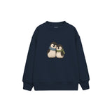 Two penguin chicks leaning together Çocuk Sweatshirt — Lacivert — ön görünüm