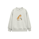 Giraffe and small bird saying hello Çocuk Sweatshirt — Beyaz — ön görünüm