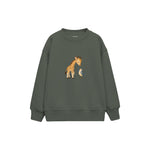 Giraffe and small bird saying hello Çocuk Sweatshirt — Antrasit — ön görünüm