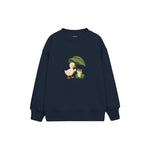Duck and frog sharing a leaf umbrella Çocuk Sweatshirt — Lacivert — ön görünüm