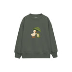 Duck and frog sharing a leaf umbrella Çocuk Sweatshirt — Antrasit — ön görünüm