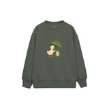 Duck and frog sharing a leaf umbrella Çocuk Sweatshirt — Antrasit — ön görünüm