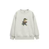 Crocodile carrying a skateboard wearing sunglasses Çocuk Sweatshirt — Beyaz — ön görünüm