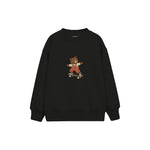 Bear skateboarding in rust striped overalls Çocuk Sweatshirt — Siyah — ön görünüm
