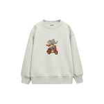 Elephant riding a vintage red scooter Çocuk Sweatshirt — Beyaz — ön görünüm