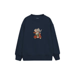 Elephant riding a vintage red scooter Çocuk Sweatshirt — Lacivert — ön görünüm