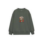 Elephant riding a vintage red scooter Çocuk Sweatshirt — Antrasit — ön görünüm