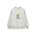 Giraffe on a kick scooter with a scarf Çocuk Sweatshirt — Beyaz — ön görünüm