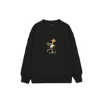 Giraffe on a kick scooter with a scarf Çocuk Sweatshirt — Siyah — ön görünüm