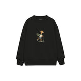 Giraffe on a kick scooter with a scarf Çocuk Sweatshirt — Siyah — ön görünüm