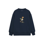 Giraffe on a kick scooter with a scarf Çocuk Sweatshirt — Lacivert — ön görünüm