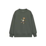 Giraffe on a kick scooter with a scarf Çocuk Sweatshirt — Antrasit — ön görünüm