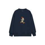 Penguin on a longboard wearing a beanie Çocuk Sweatshirt — Lacivert — ön görünüm