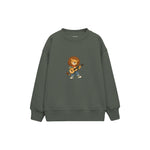 Lion playing a tiny acoustic guitar Çocuk Sweatshirt — Antrasit — ön görünüm