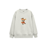 Fox playing a trumpet Çocuk Sweatshirt — Beyaz — ön görünüm