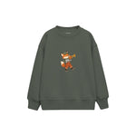 Fox playing a trumpet Çocuk Sweatshirt — Antrasit — ön görünüm
