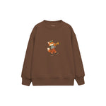 Fox playing a trumpet Çocuk Sweatshirt — Kahverengi — ön görünüm