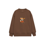 Fox playing a trumpet Çocuk Sweatshirt — Kahverengi — ön görünüm