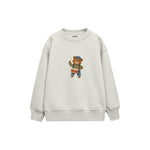 Bear drumming on a snare drum Çocuk Sweatshirt — Beyaz — ön görünüm