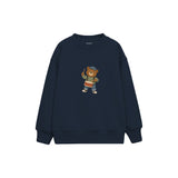 Bear drumming on a snare drum Çocuk Sweatshirt — Lacivert — ön görünüm