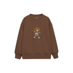 Bear drumming on a snare drum Çocuk Sweatshirt — Kahverengi — ön görünüm
