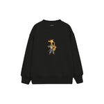 Giraffe playing a saxophone Çocuk Sweatshirt — Siyah — ön görünüm
