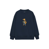 Giraffe playing a saxophone Çocuk Sweatshirt — Lacivert — ön görünüm