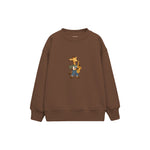 Giraffe playing a saxophone Çocuk Sweatshirt — Kahverengi — ön görünüm