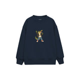 Crocodile holding a microphone like a rock singer Çocuk Sweatshirt — Lacivert — ön görünüm