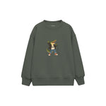 Crocodile holding a microphone like a rock singer Çocuk Sweatshirt — Antrasit — ön görünüm