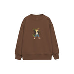 Crocodile holding a microphone like a rock singer Çocuk Sweatshirt — Kahverengi — ön görünüm