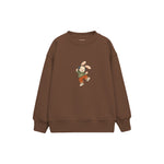 Rabbit dancing with headphones Çocuk Sweatshirt — Kahverengi — ön görünüm